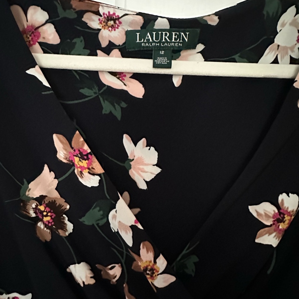 Ralph Lauren Floral Stretch Dress with Bell Sleeves | Lighthouse Navy | Size 12 - Picture 7 of 7